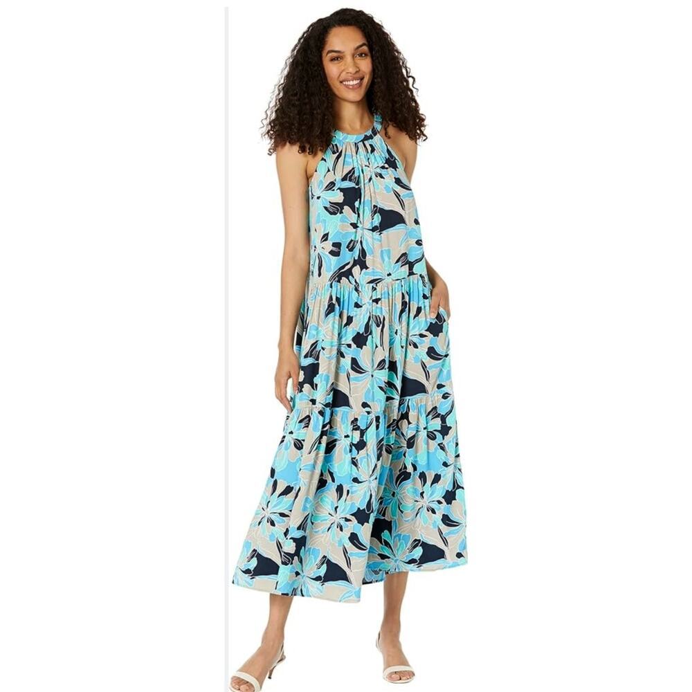 3629) Tommy Hilfiger Floral Halter Maxi Dress Oasis Combo Size XS